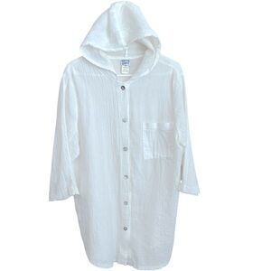 White Hooded 3/4 Long Sleeve Top